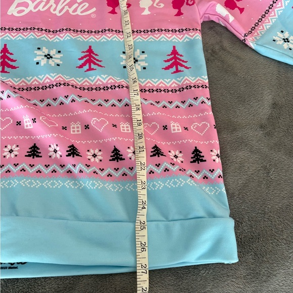 Barbie Fair Isle Holiday Sweatshirt Pink Blue Size M - Picture 4 of 7